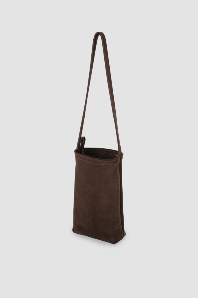 [ MOLVAR ] SUEDE MINI TOTE BAG DARK BROWN/ スエードミニトートバッグ 本革 イタリアンレザー 縦長 ダークブラウン