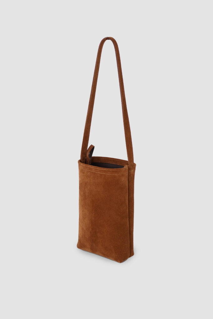 [ MOLVAR ] SUEDE MINI TOTE BAG LIGHT BROWN/ スエードミニトートバッグ 本革 イタリアンレザー 縦長 ライトブラウン