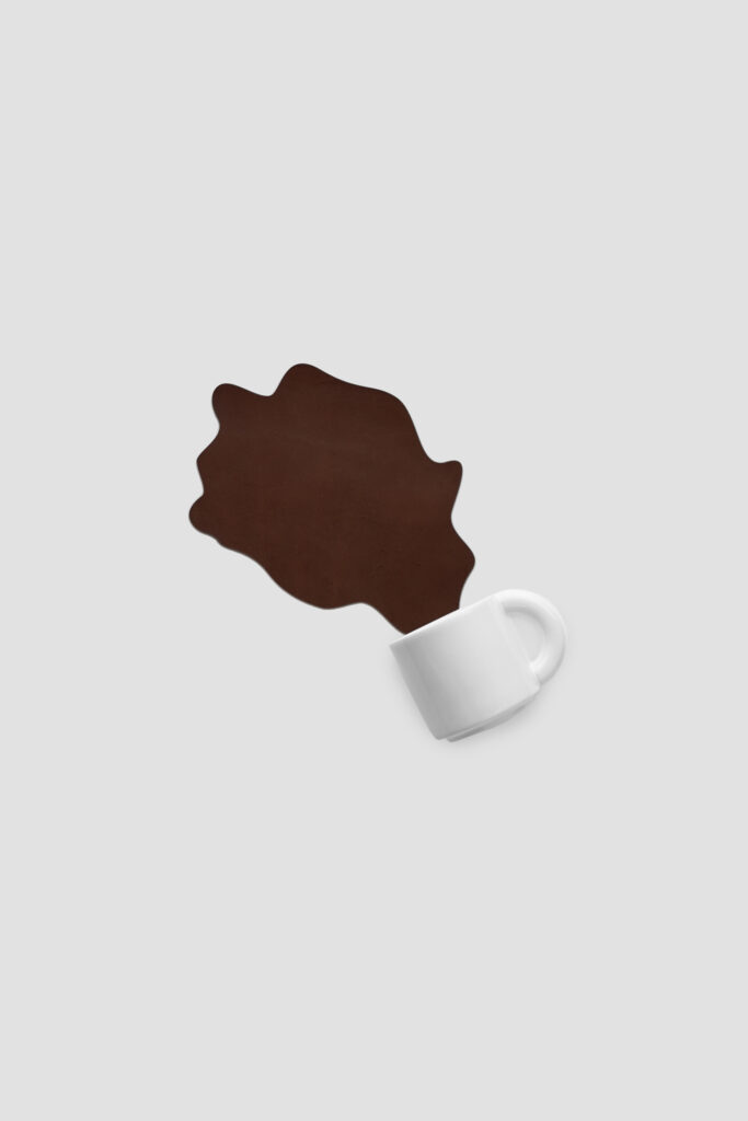 [ WITHOUT WASTING / MOLVAR ] SPILLED COFFEE LEATHER PAD / こぼれた珈琲のレザーパッド 本革