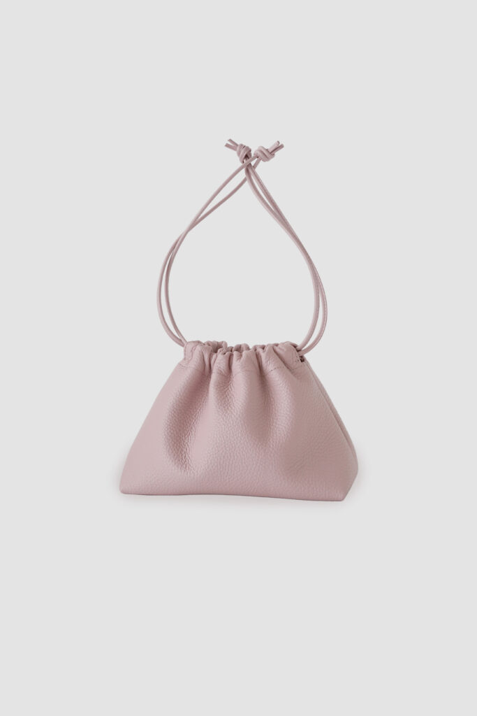 [ MOLVAR ] DRAWSTRING POUCH (M) / PINK / 巾着ポーチM 本革 イタリアンレザー ピンク