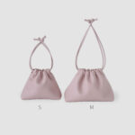 [ MOLVAR ] DRAWSTRING POUCH (M) / PINK / 巾着ポーチM 本革 イタリアンレザー ピンク