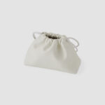[ MOLVAR ] DRAWSTRING POUCH (M) / WHITE / 巾着ポーチM 本革 イタリアンレザー ホワイト