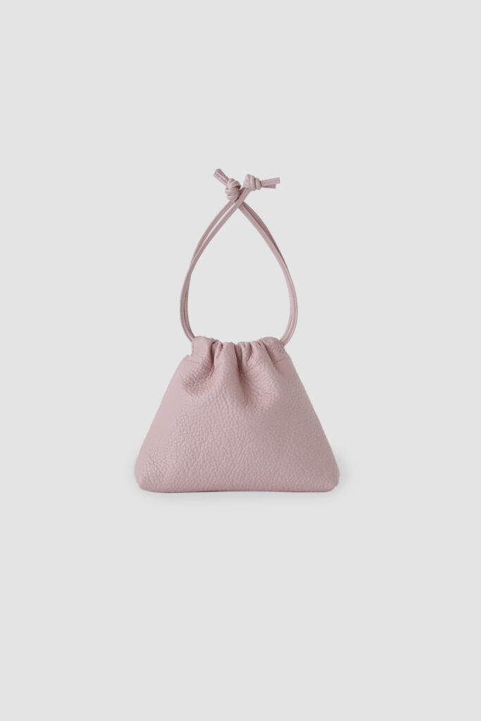 [ MOLVAR ] DRAWSTRING POUCH (S) / PINK / 巾着ポーチS 本革 イタリアンレザー ピンク