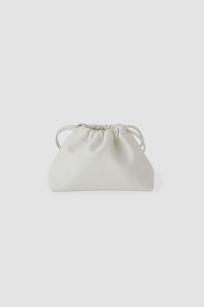[ MOLVAR ] DRAWSTRING POUCH (M) / WHITE / 巾着ポーチM 本革 イタリアンレザー ホワイト