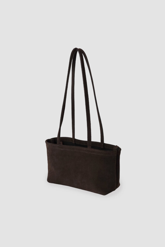 [ MOLVAR ] SUEDE CAFE TOTE BAG / BEAR / 牛革スエードカフェトートバッグ 本革 イタリアンレザー 横長 ダークブラウン