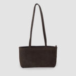 [ MOLVAR ] SUEDE CAFE TOTE BAG / BEAR / 牛革スエードカフェトートバッグ 本革 イタリアンレザー 横長 ダークブラウン