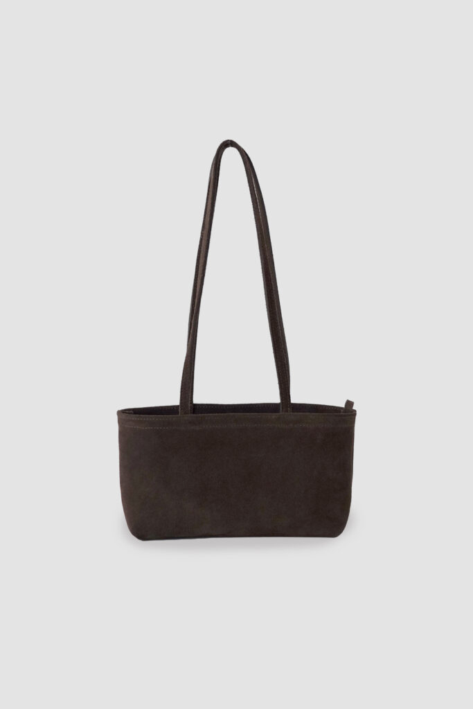 [ MOLVAR ] SUEDE CAFE TOTE BAG / BEAR / 牛革スエードカフェトートバッグ 本革 イタリアンレザー 横長 ダークブラウン